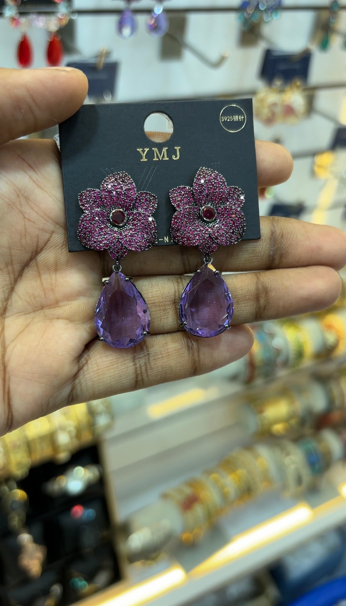 Elegant Sparkling Floral Drop Earrings