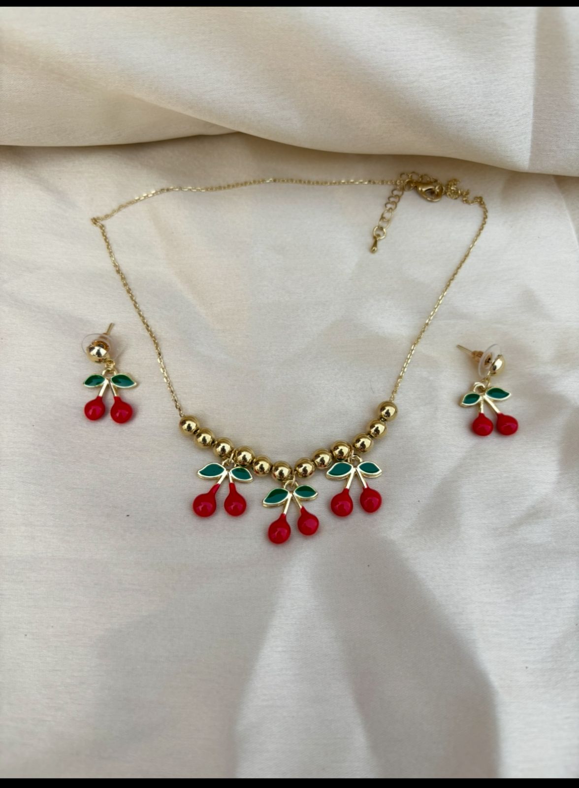 Sweet & Chic Cherry Necklace and Earring Set
