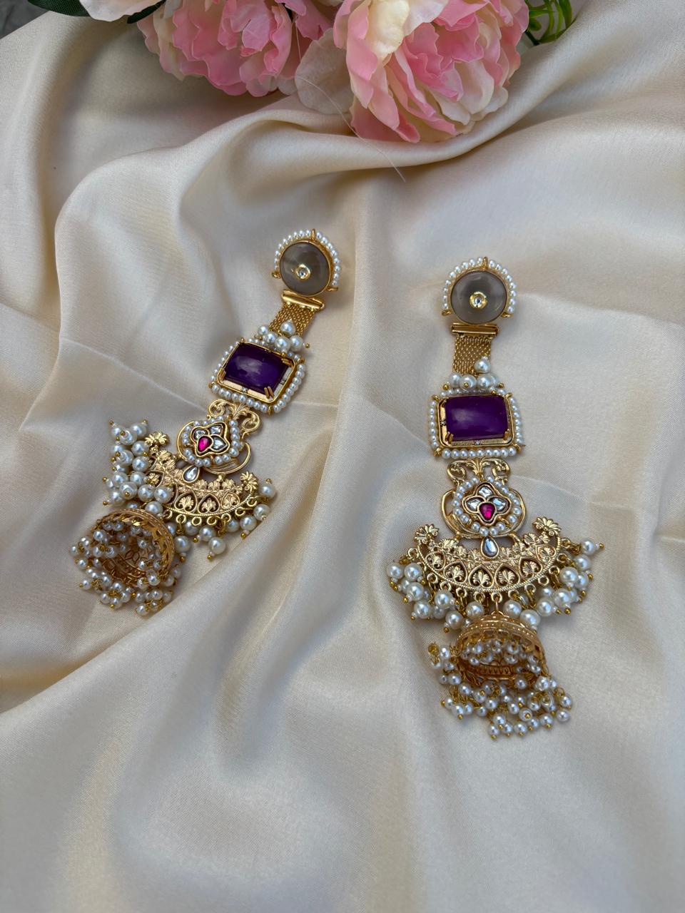 Royal Kashmiri Pearl and Kundan Dangler Earrings
