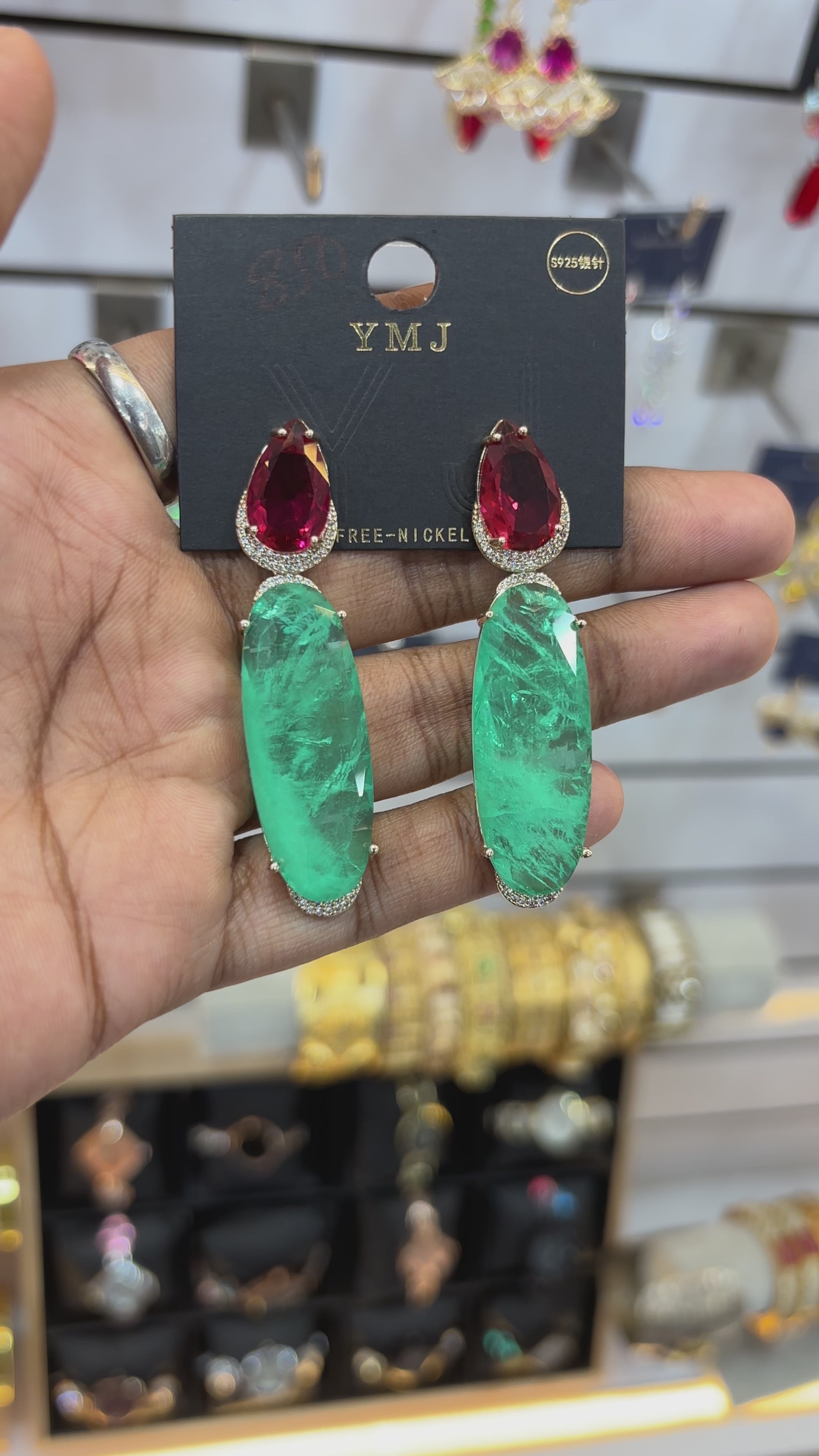 Bold Dual-Stone Teardrop Dubblet Earrings