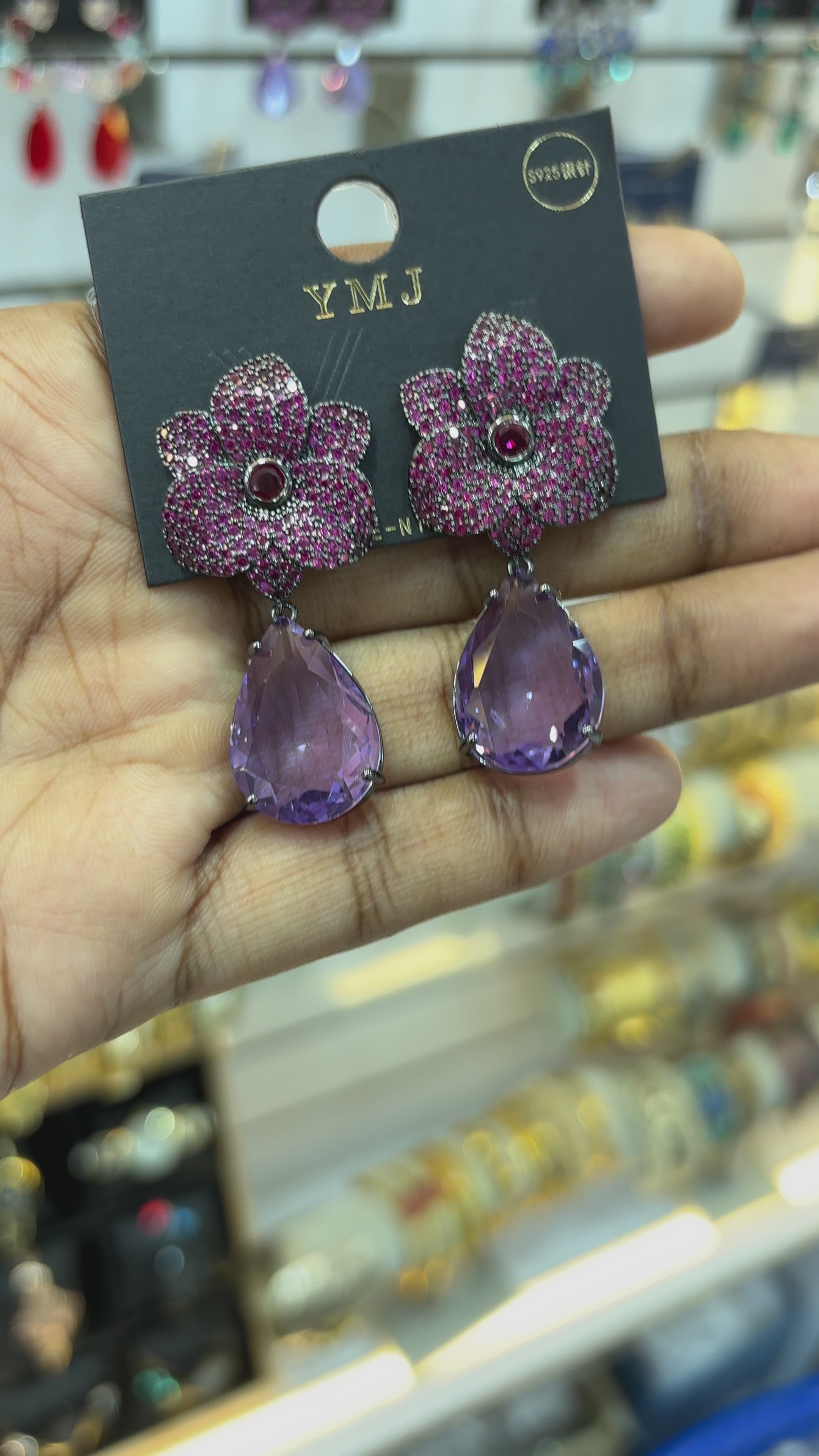 Elegant Sparkling Floral Drop Earrings
