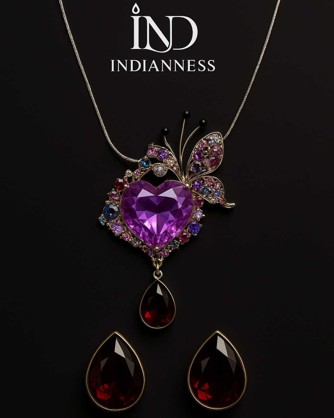 Butterfly Heart Necklace & Earring Set