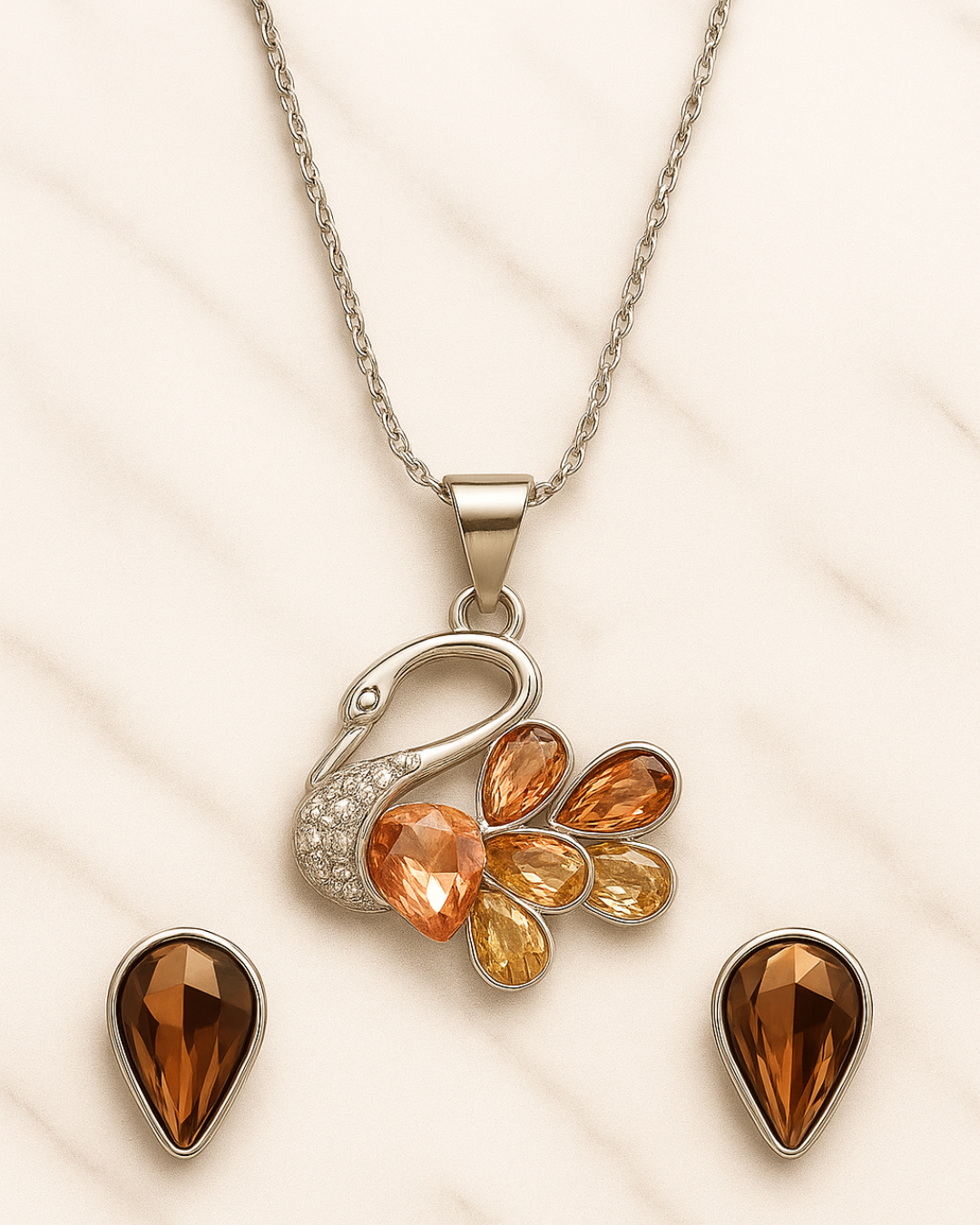 Radiant Swan Floral Necklace Set