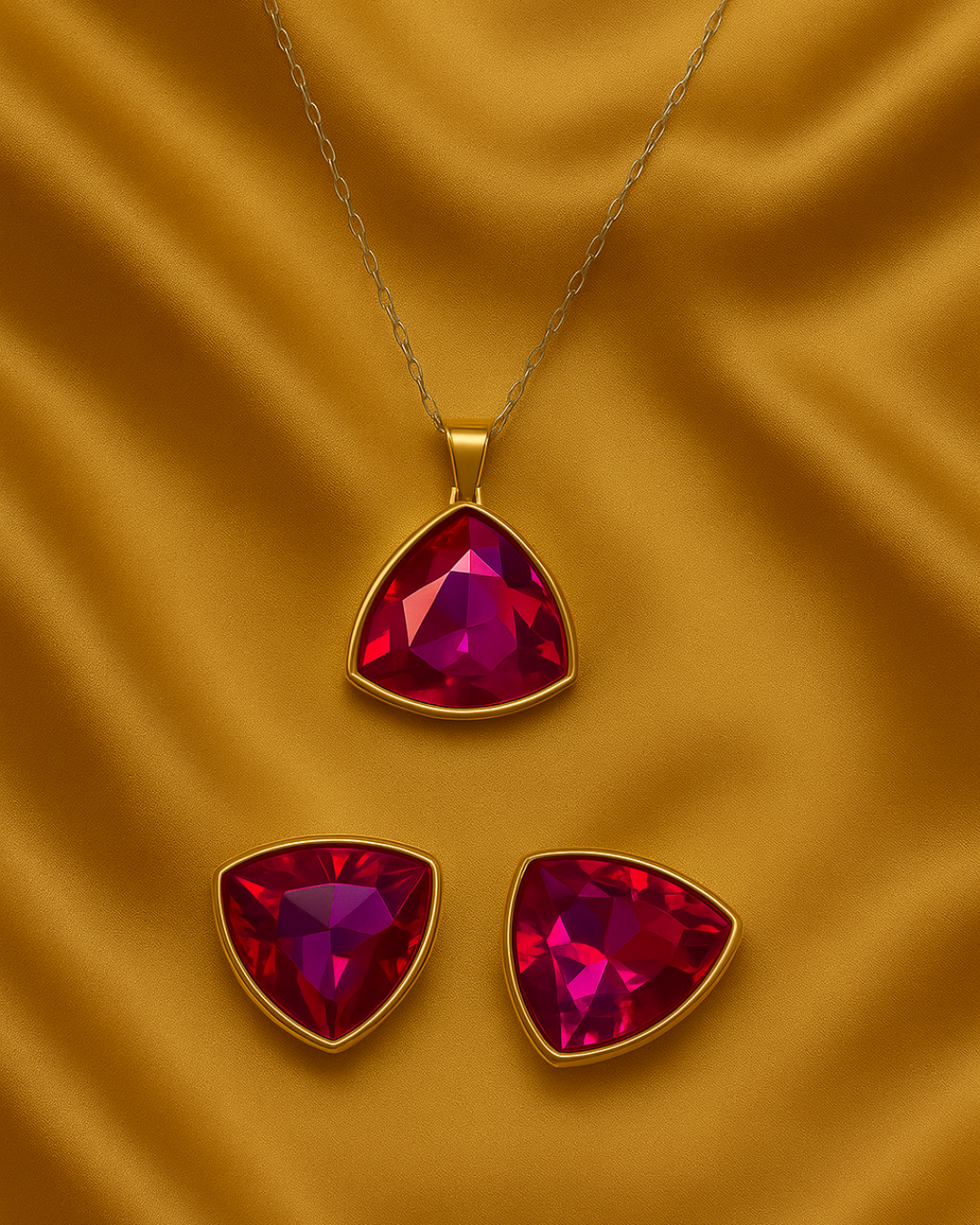 Golden Flame Necklace & Earring Set
